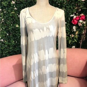 Anthropology Saturday Sunday sz‎ Lge gray white tie dye cotton MIDI dress